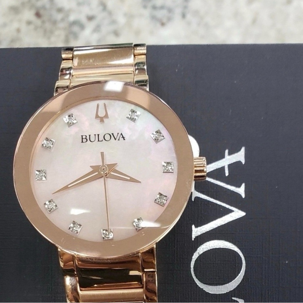 Bulova Rose Gold Women's Watch with Diamond Accents